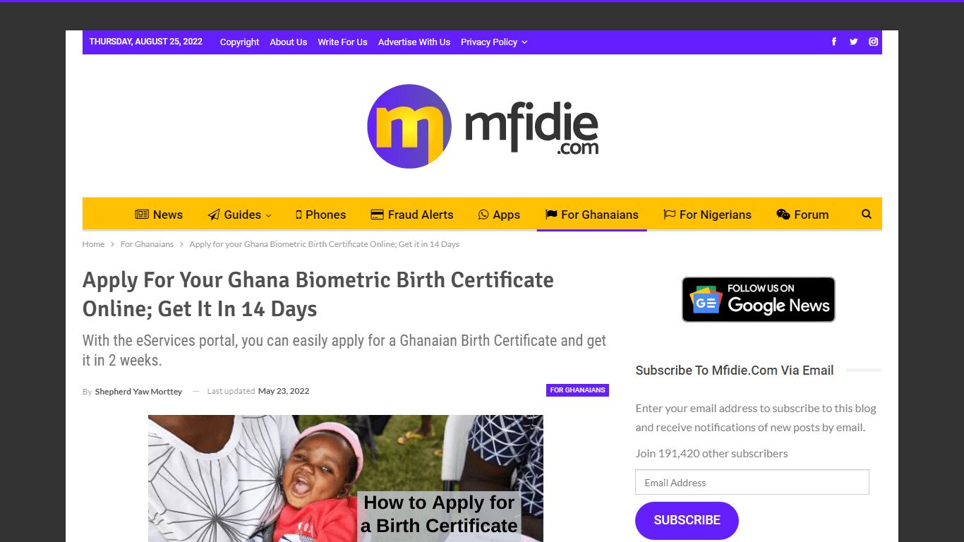 Apply for your Ghana Biometric Birth Certificate Online; Get ... - Mfidie